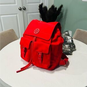 NEW!  Red Tory Burch Nylon Flap backpack